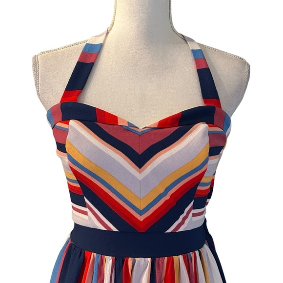 ModCloth frequent piquant striped halter dress Women’s SZ XS in Multicolor - Picture 3 of 9